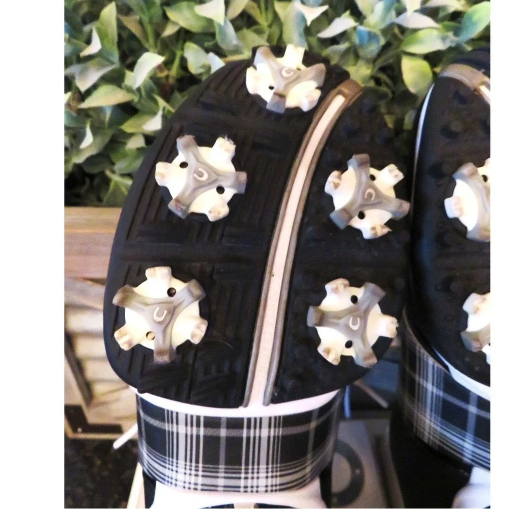 Nike Air Embellish Women's Golf Shoes 7 Black Plaid Saddle Oxford Spiked Cleats